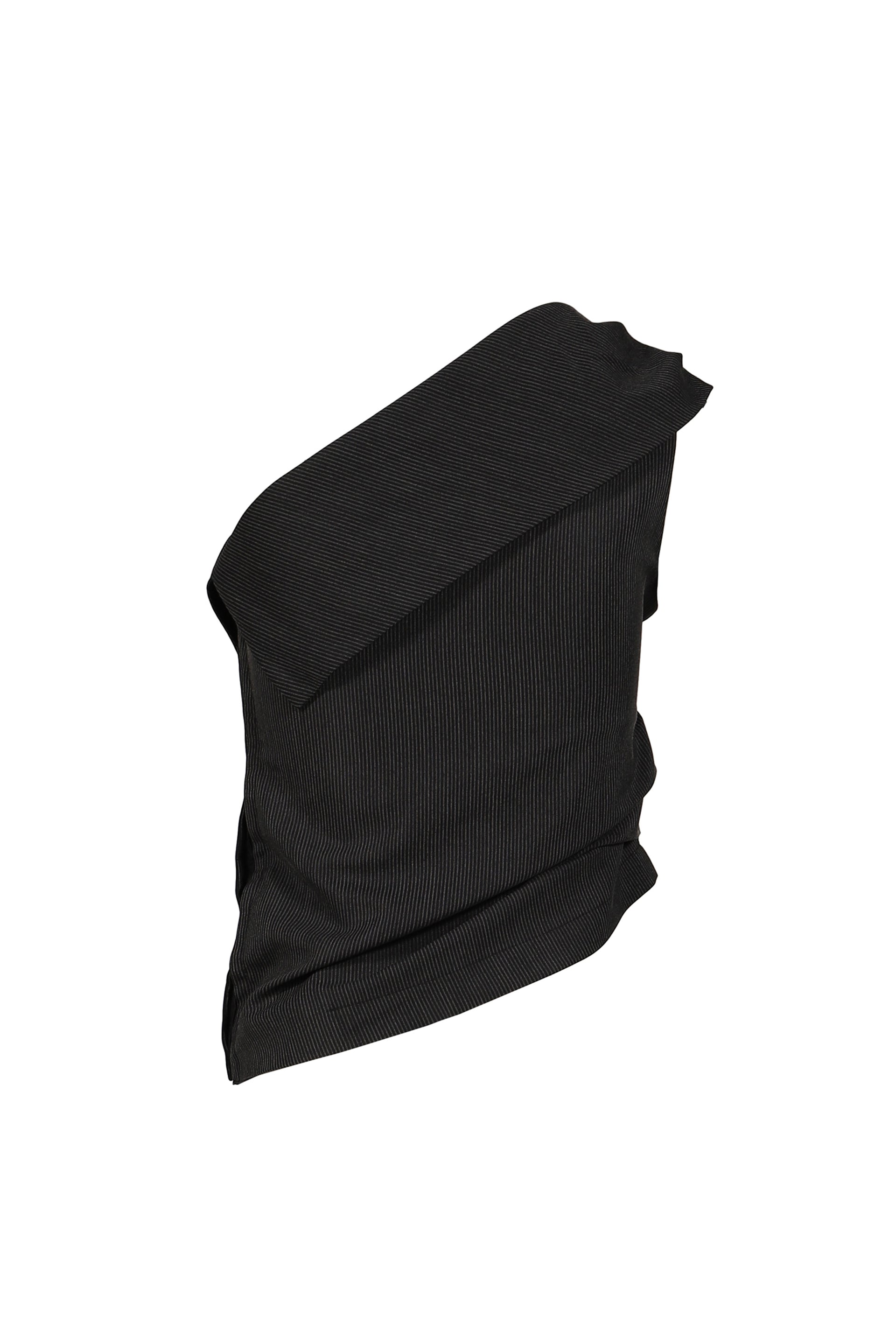UNBALANCE SHOULDER BLOUSE / STRIPE BLK