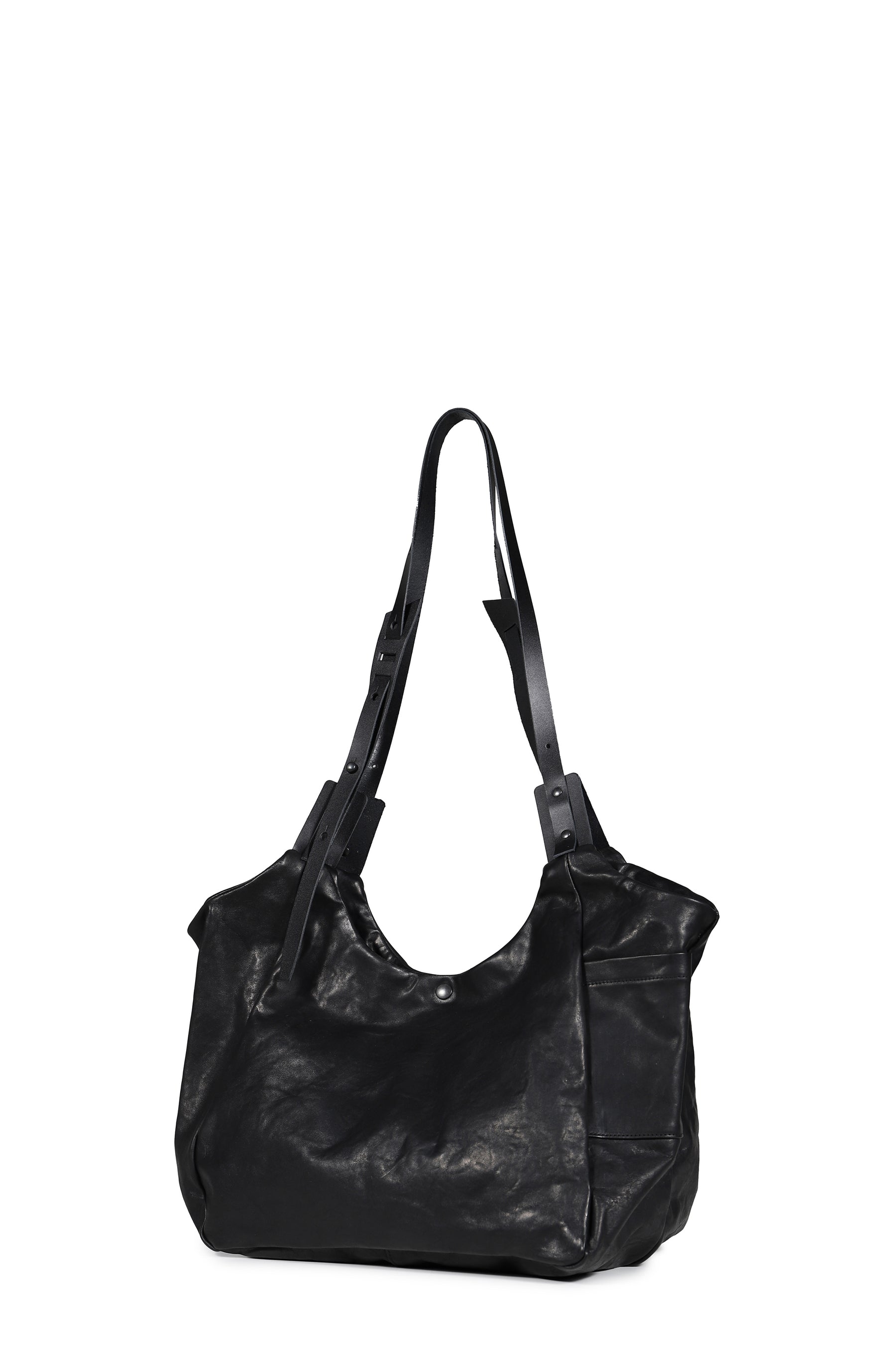 LEATHER SHOULDER BAG / BLK