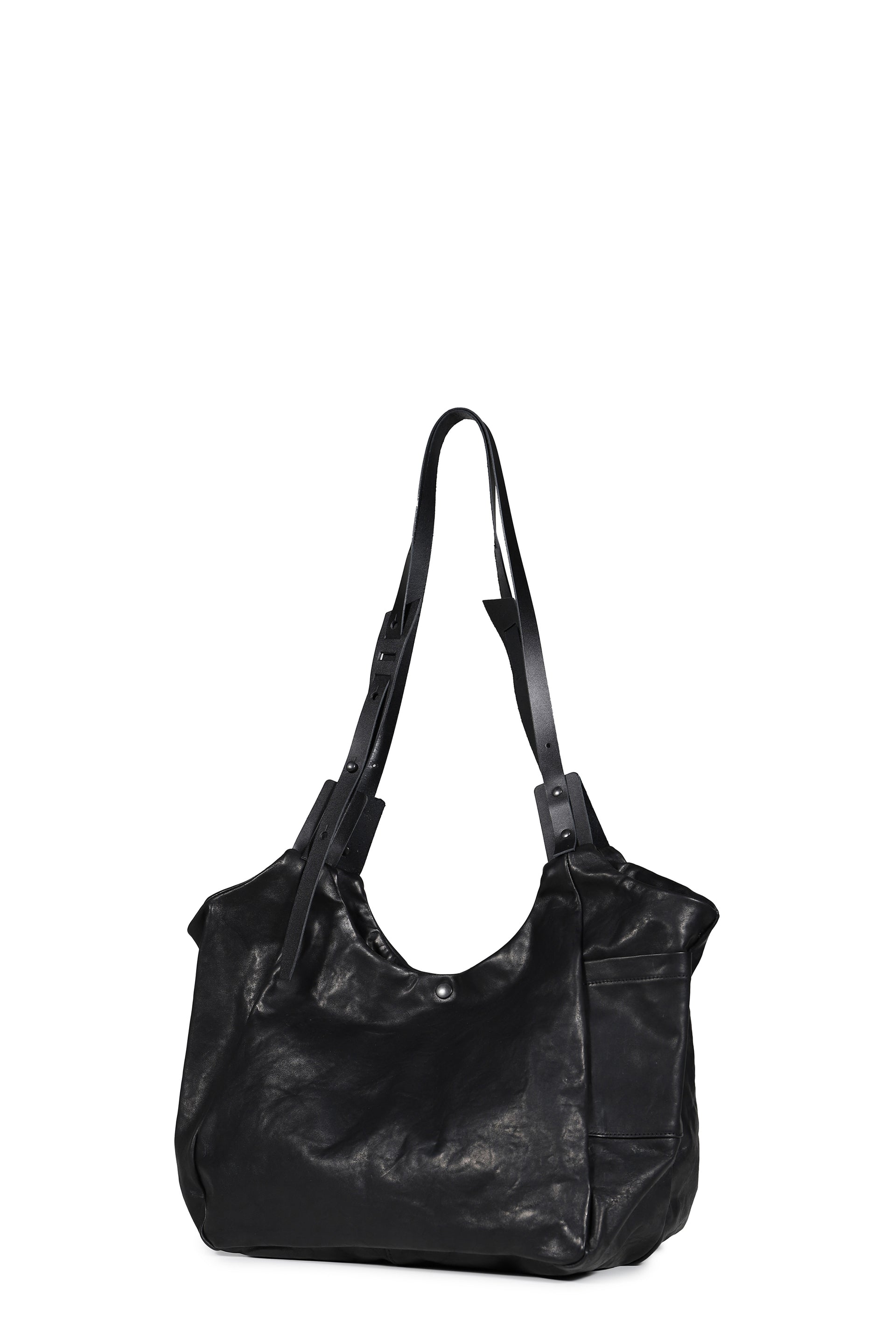 LEATHER SHOULDER BAG / BLK