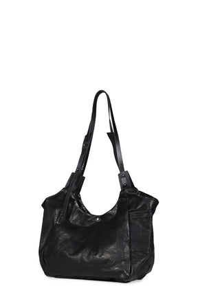 LEATHER SHOULDER BAG / BLK