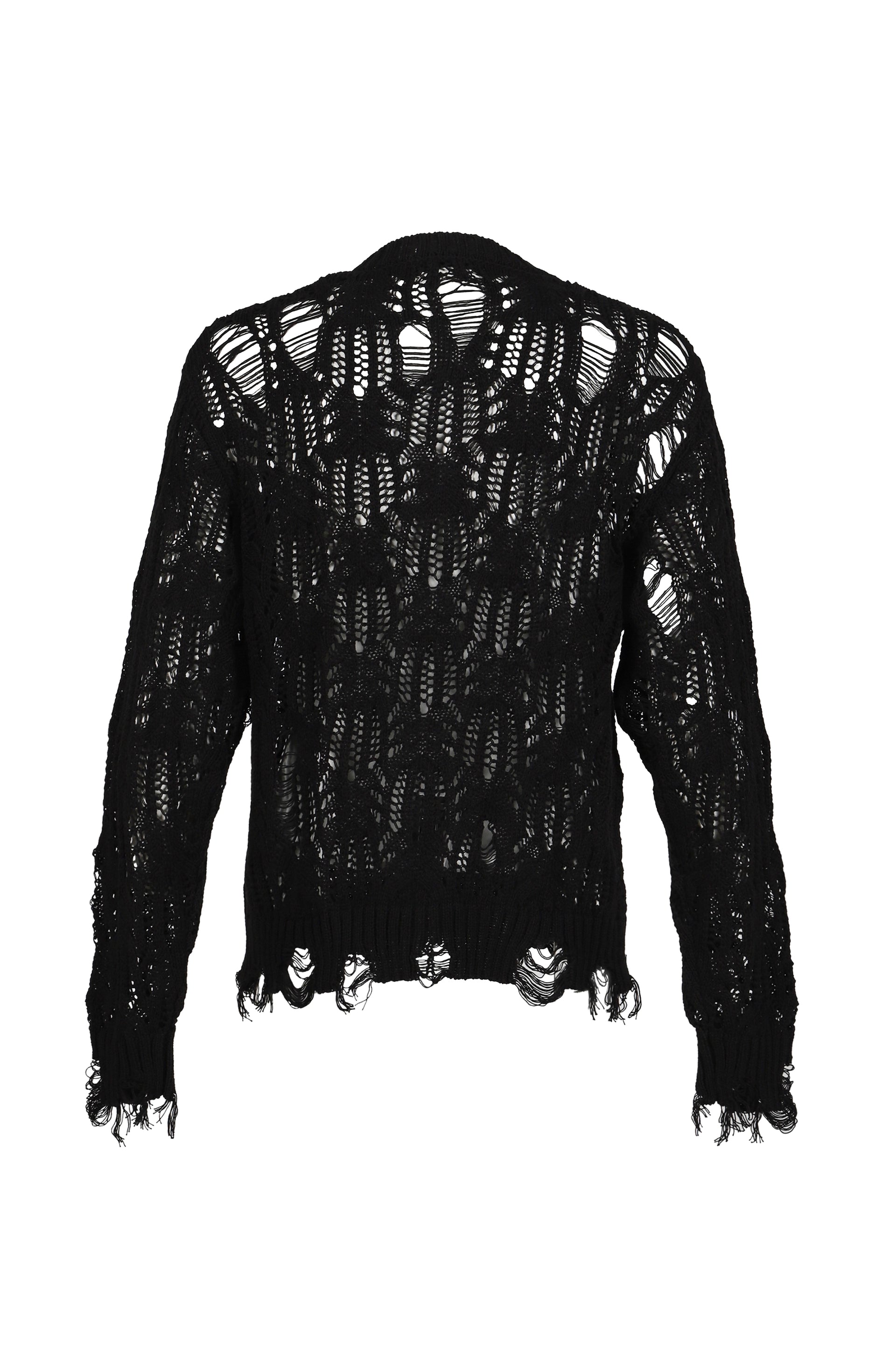 DISTRESSED OPEN KNIT / BLK