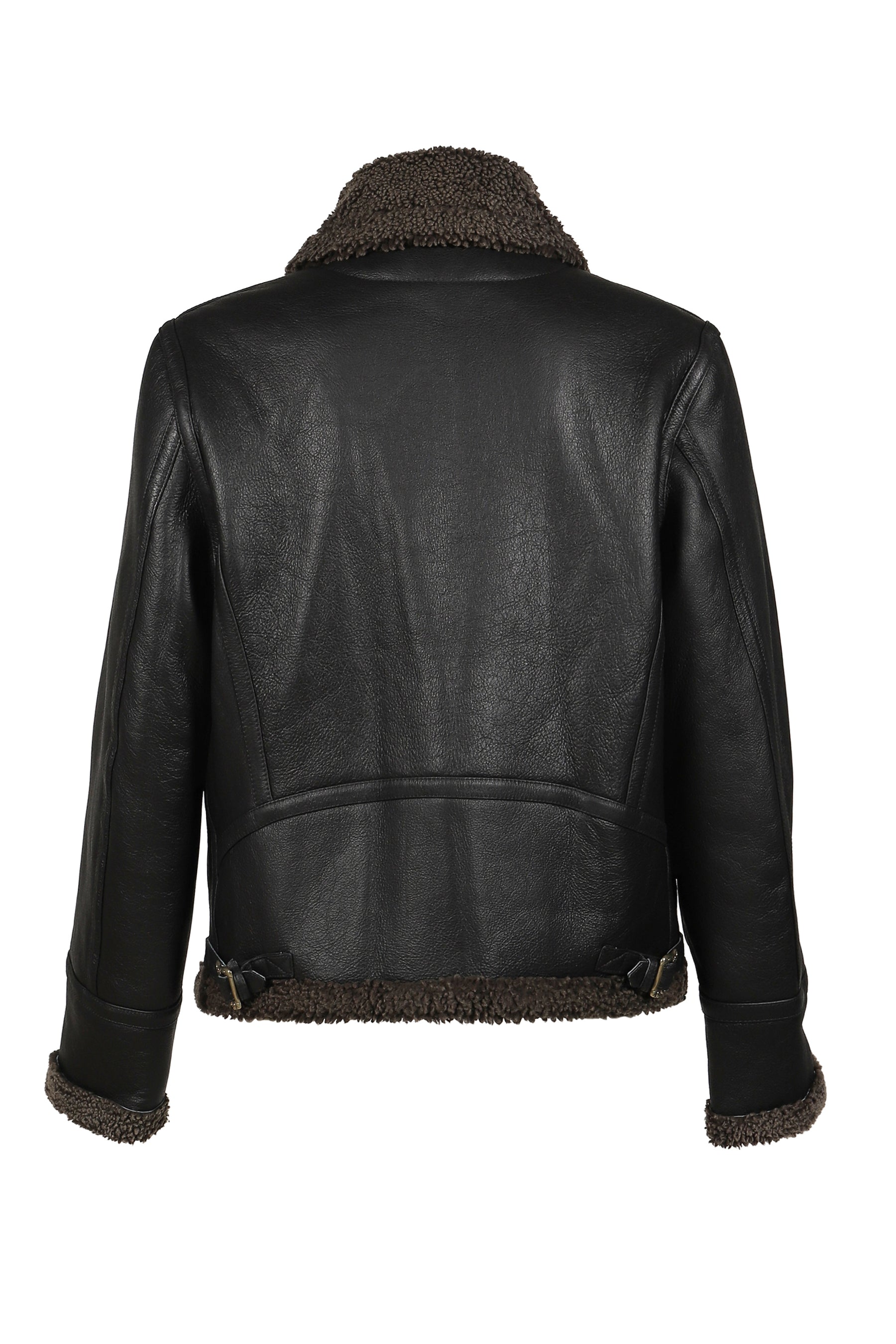 SERBIAN SHEARLING ZIP JACKET / BLK GRY