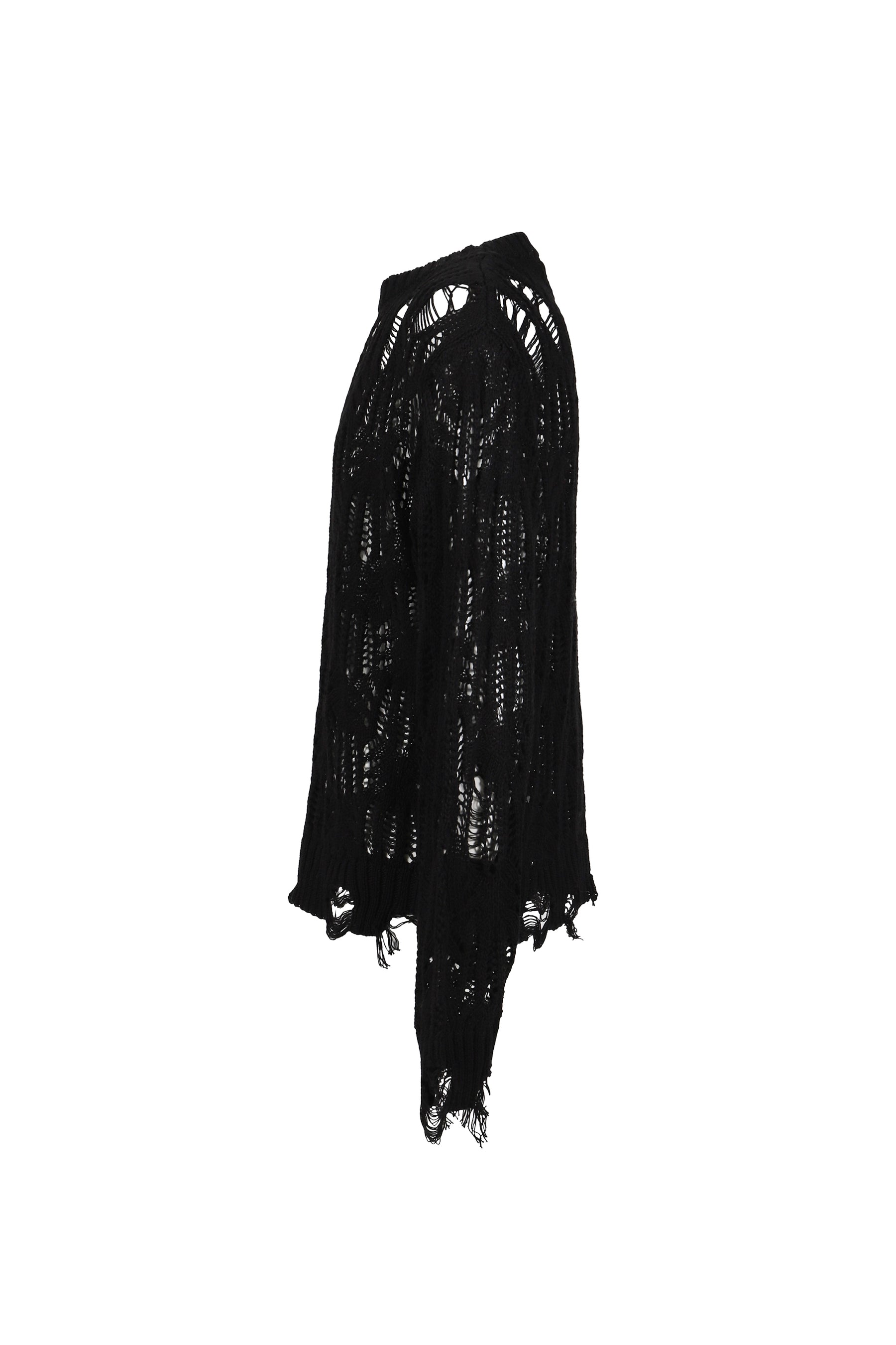 DISTRESSED OPEN KNIT / BLK