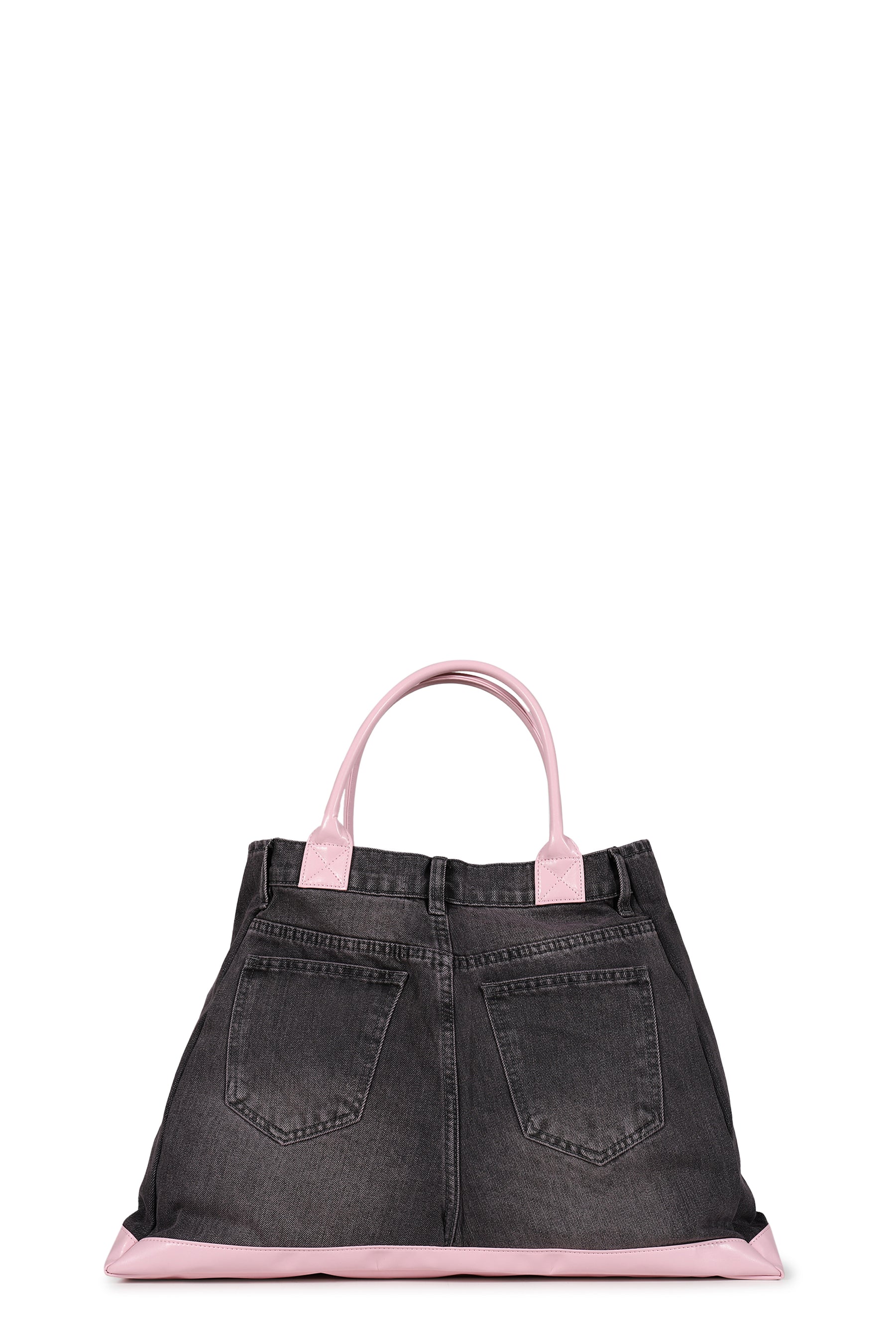 REMAKE DENIM TOTE BAG / BLK/PINK