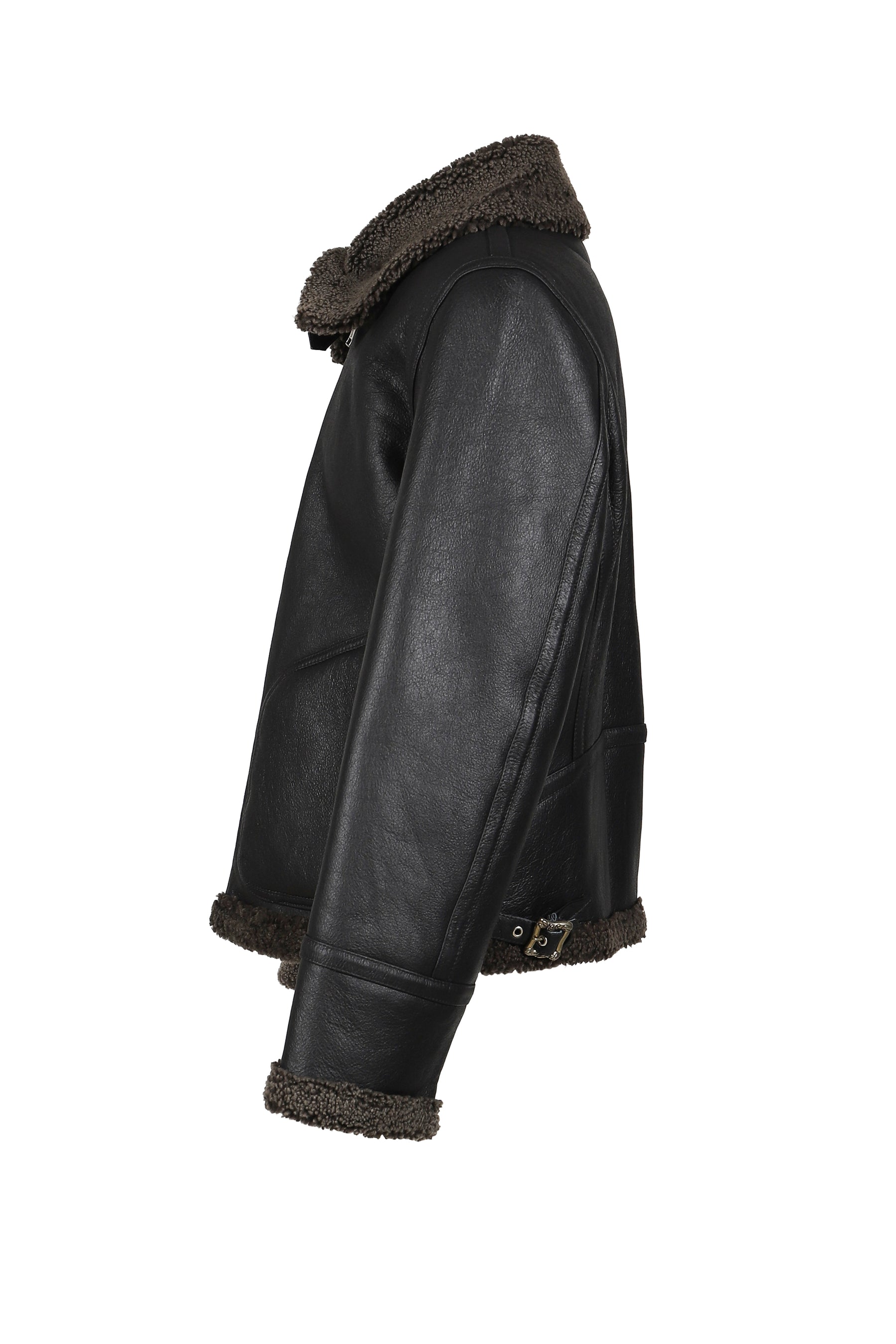 SERBIAN SHEARLING ZIP JACKET / BLK GRY