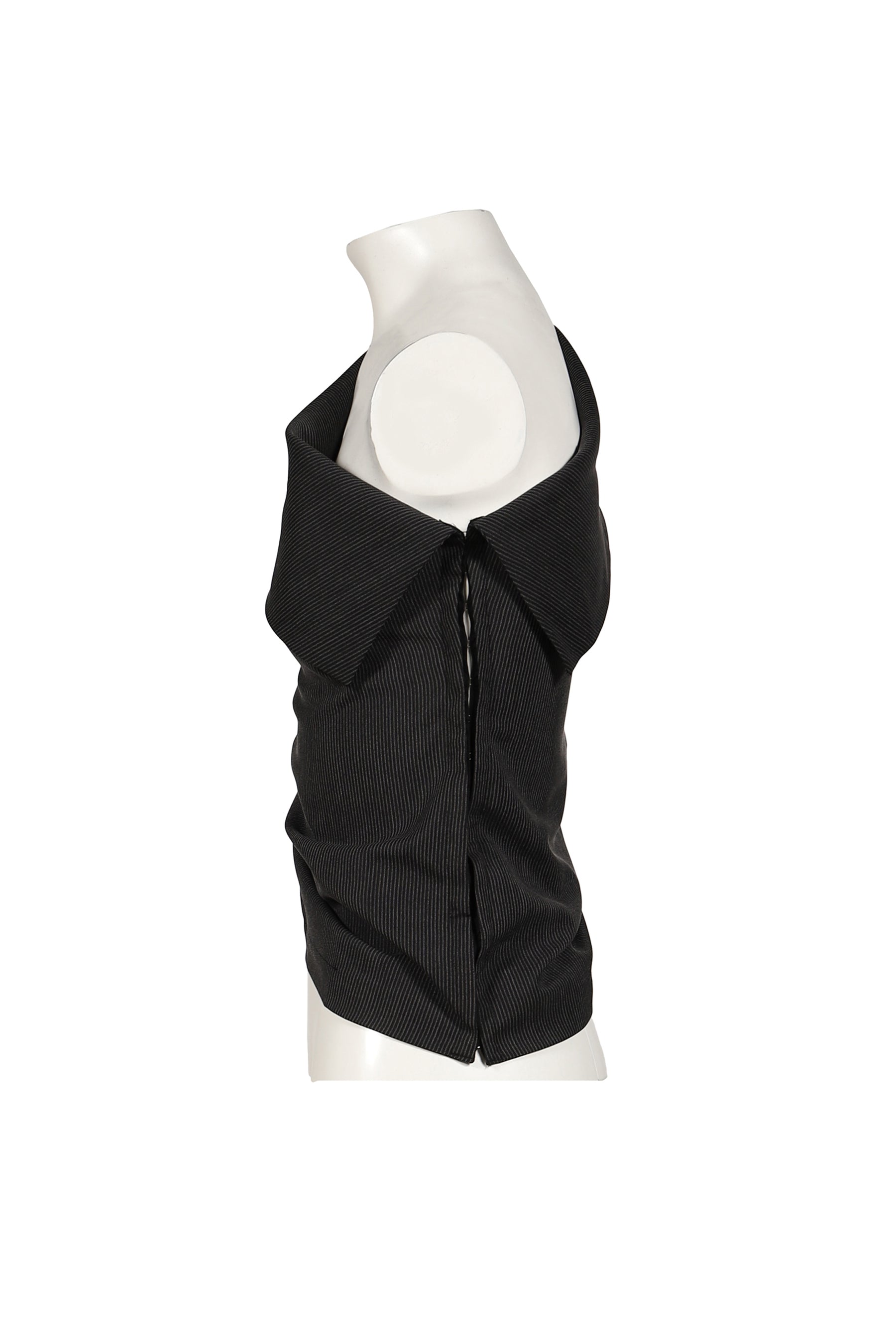 UNBALANCE SHOULDER BLOUSE / STRIPE BLK