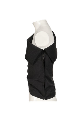 UNBALANCE SHOULDER BLOUSE / STRIPE BLK