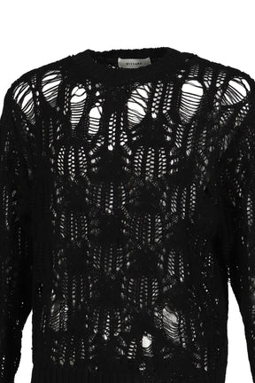 DISTRESSED OPEN KNIT / BLK