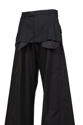 LAYERED TROUSERS / BLK/BLK