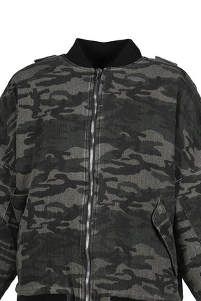 CAMO BOMBER JACKET / WOODLAN CAMO