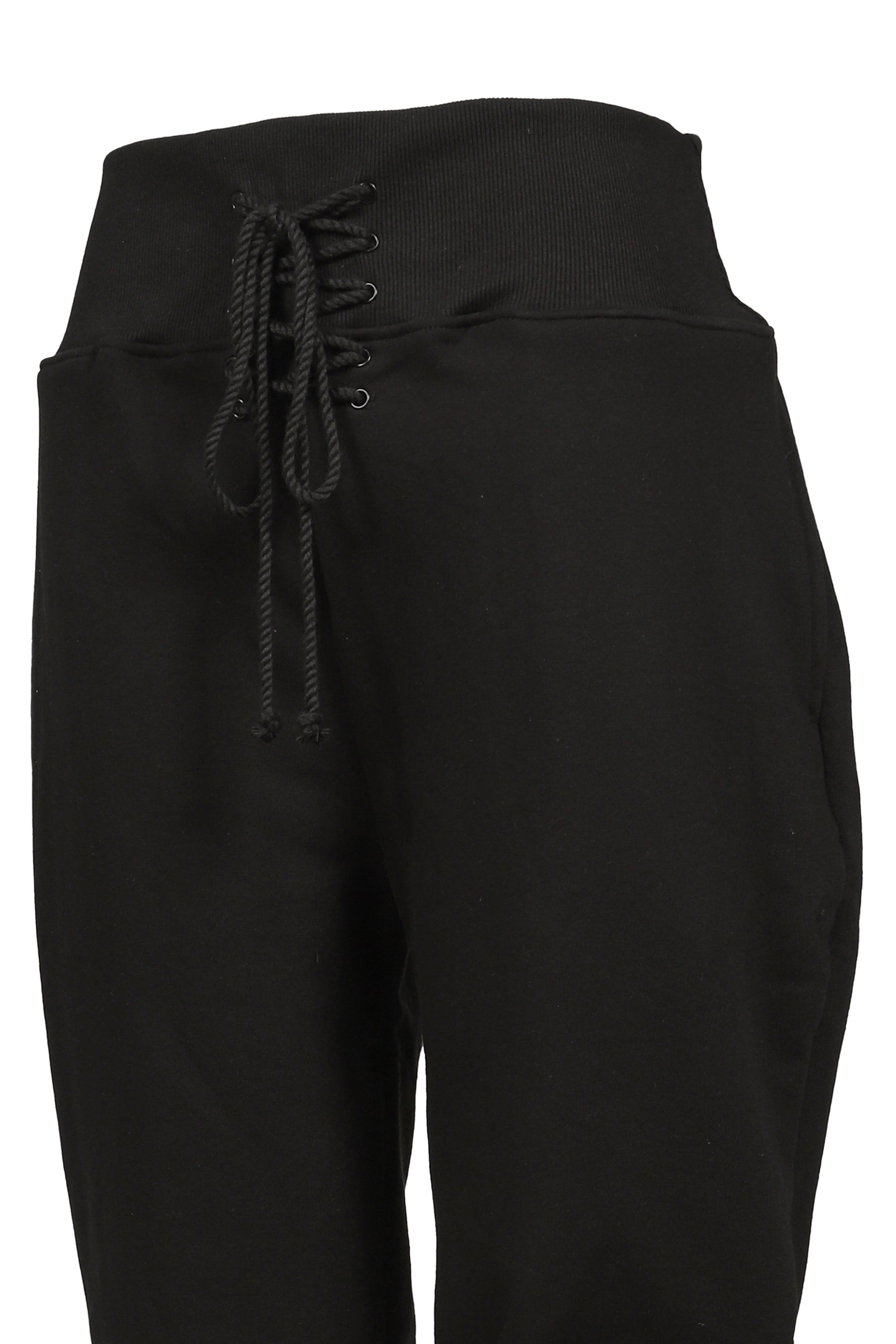 LACE-UP CAPRI SWEATS IN BLACK / BLACK