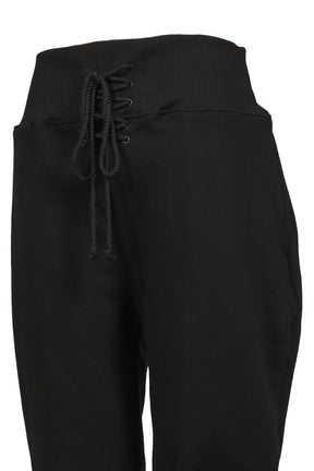 LACE-UP CAPRI SWEATS IN BLACK / BLACK