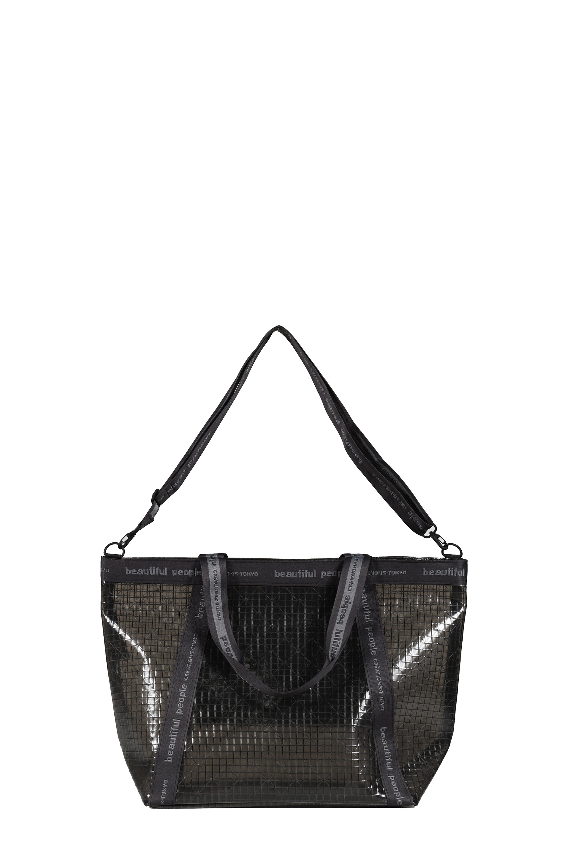 beautiful people PLAID VINYL LOGO TAPE BAG L / BLK