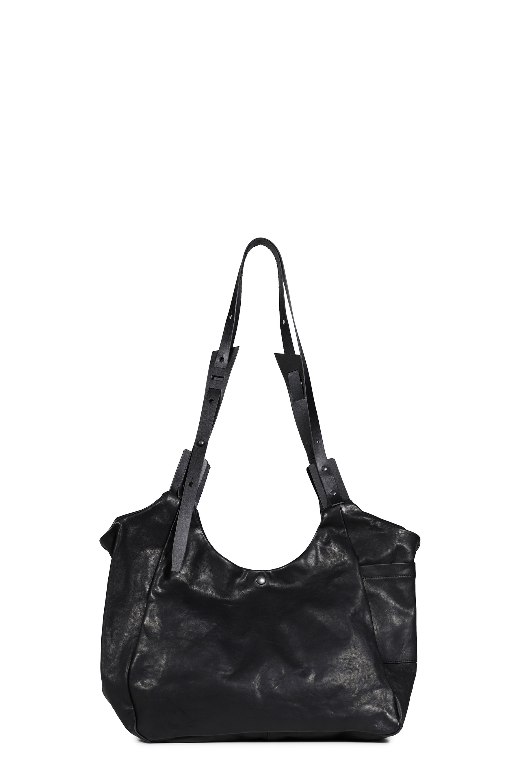 LEATHER SHOULDER BAG / BLK