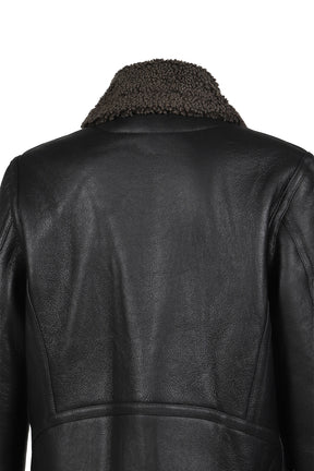 SERBIAN SHEARLING ZIP JACKET / BLK GRY
