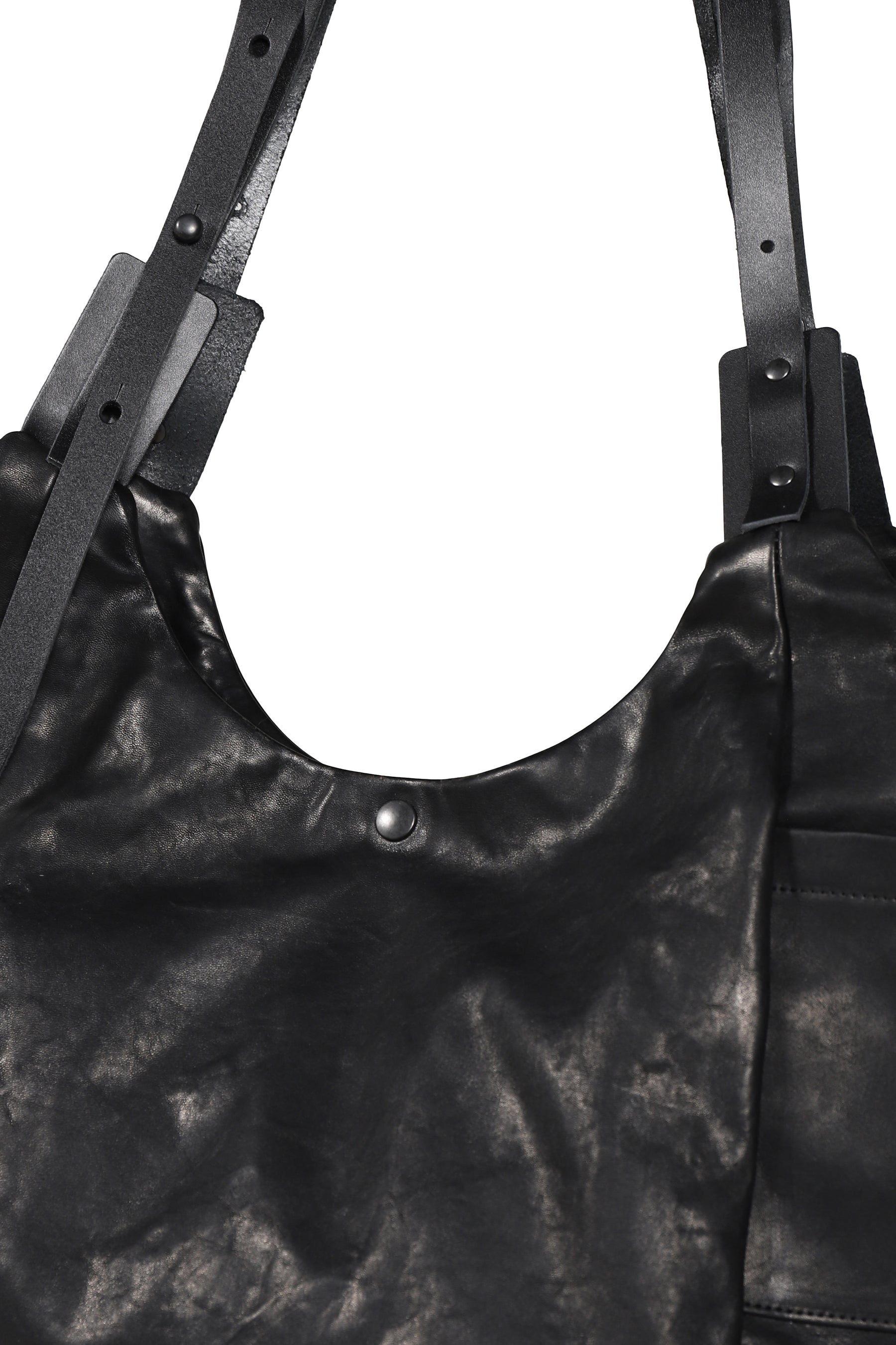 LEATHER SHOULDER BAG / BLK