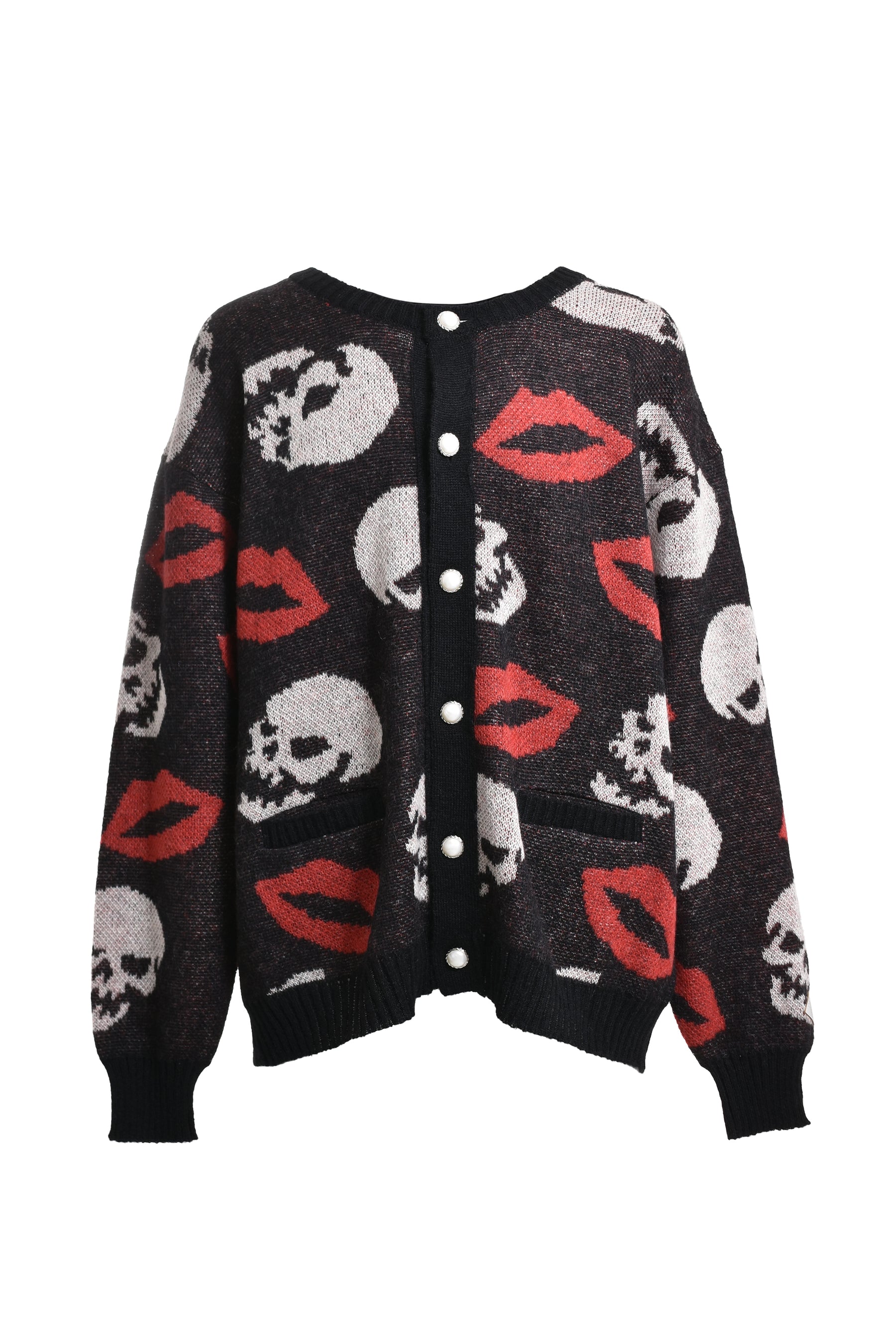 el conductorH コンダクター FW23 KNIT CARDIGAN 'LIPS / BLK -NUBIAN