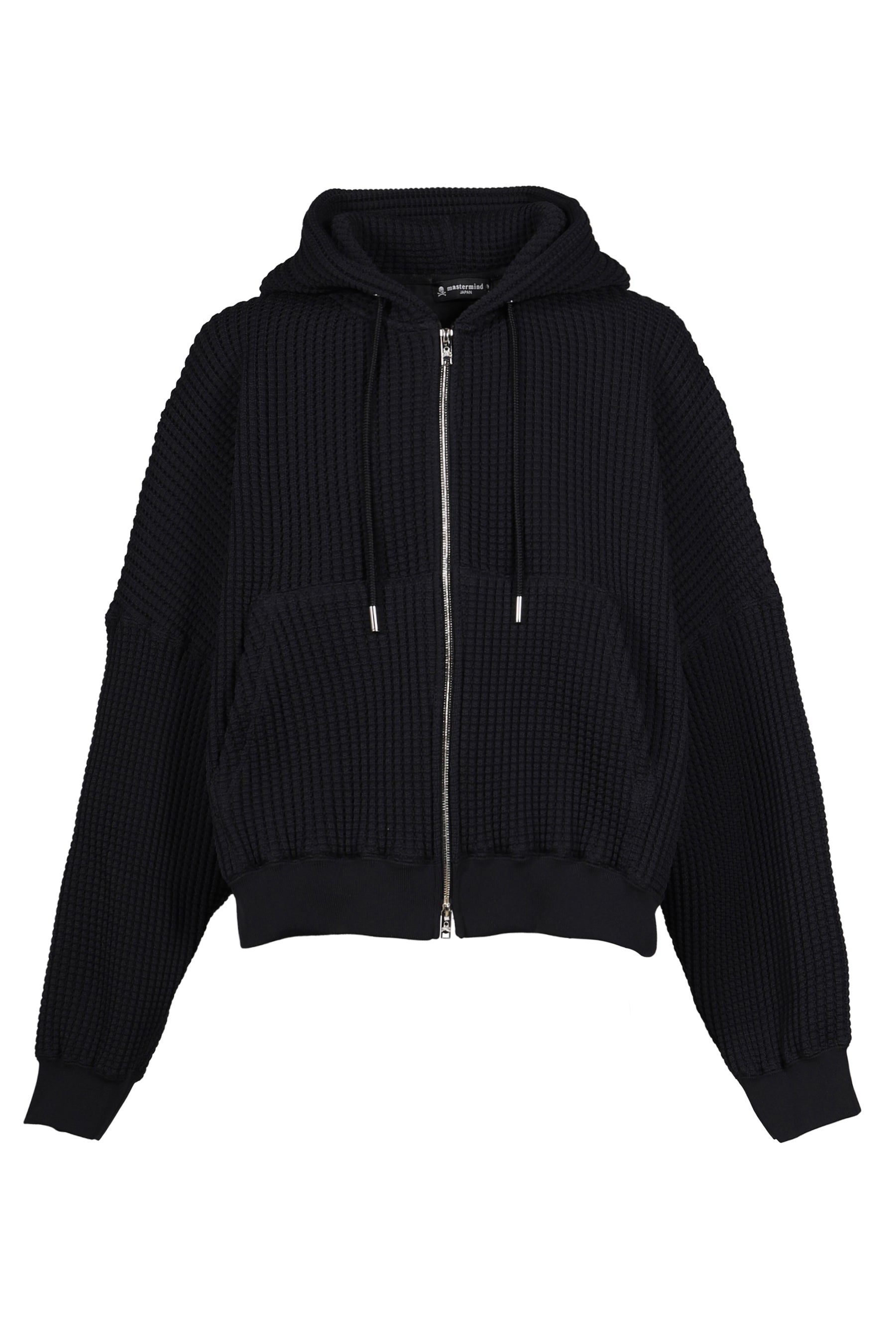 WAFFLE ZIP-UP HOODIE / BLK