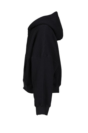 WAFFLE ZIP-UP HOODIE / BLK