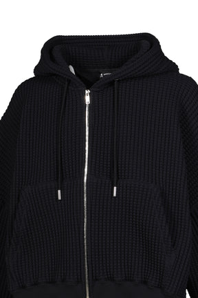 WAFFLE ZIP-UP HOODIE / BLK