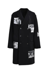 DOUBLE BREASTED CHESTERFIELD COAT. / BLK