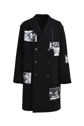 DOUBLE BREASTED CHESTERFIELD COAT. / BLK