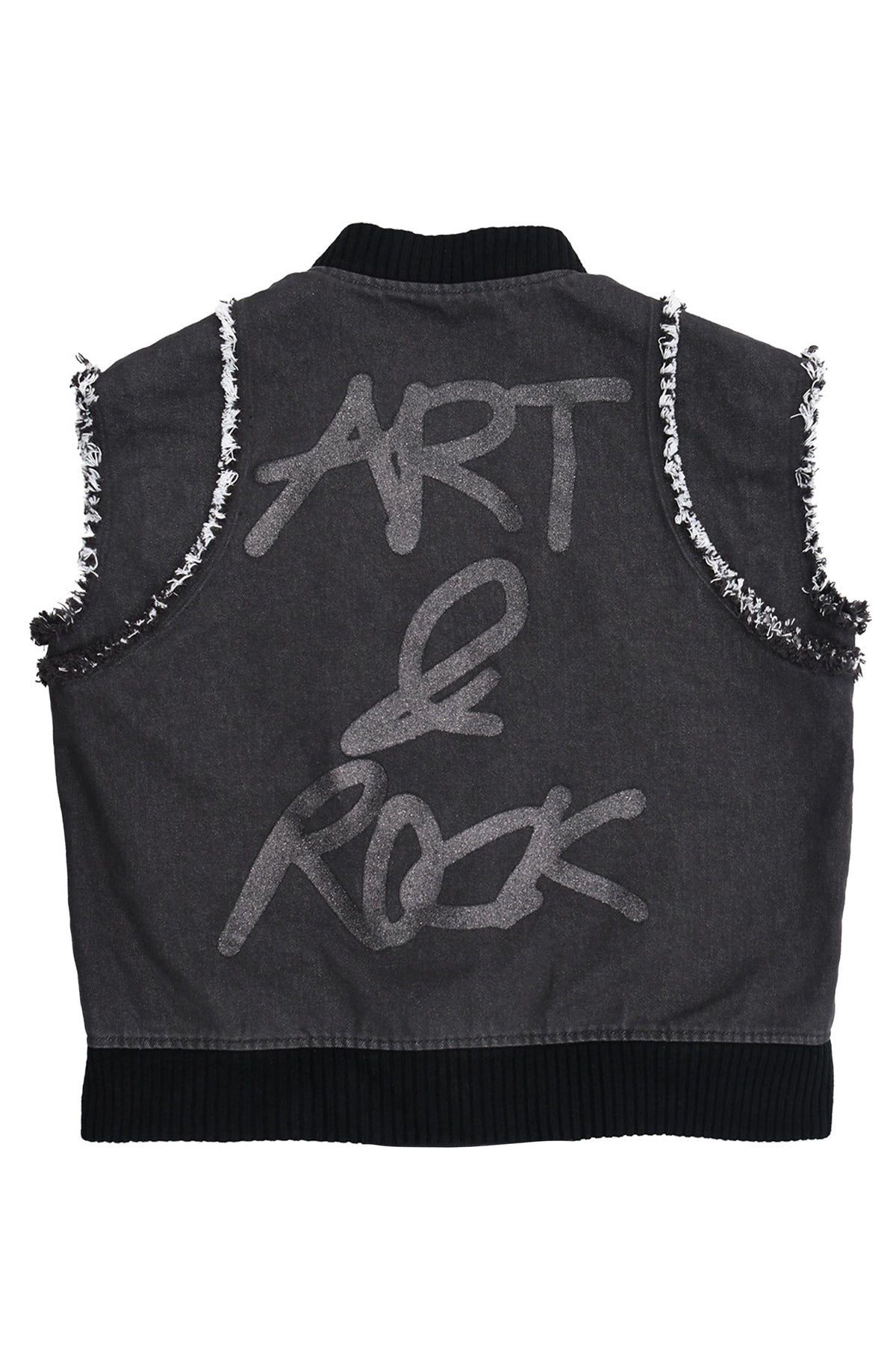 ART & ROCK MA-1 DAMGED DENIM VEST / BLK