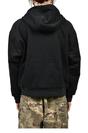 DOUBLE LAYER ZIP UP HOODIE / BLACK