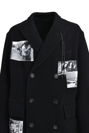 DOUBLE BREASTED CHESTERFIELD COAT. / BLK