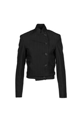 STRIPE DOUBLE-BREASTED BLAZER / BLK
