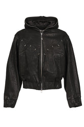 ×JIAN YE NYX HOODED LEATHER JACKET / BLK