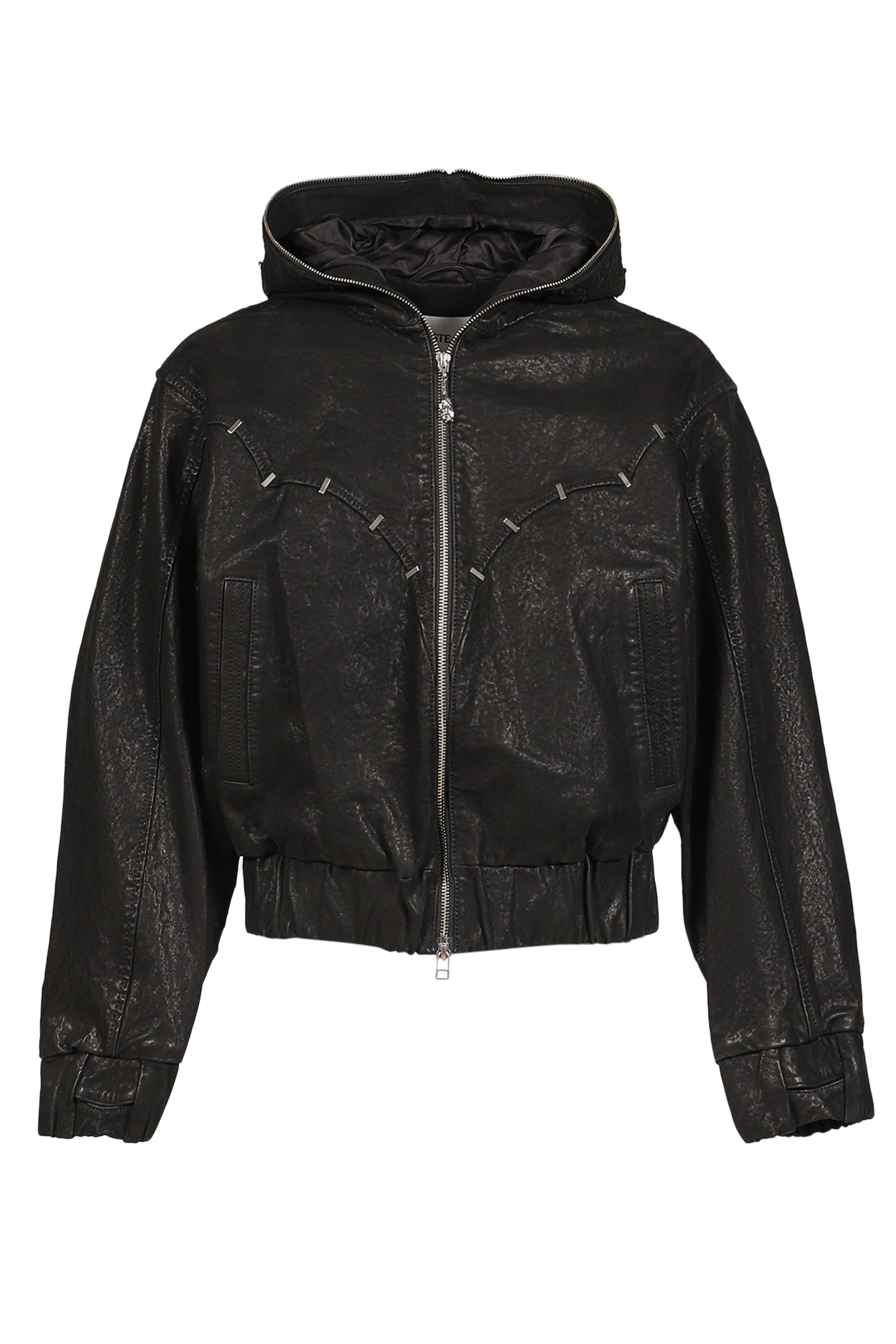 ×JIAN YE NYX HOODED LEATHER JACKET / BLK