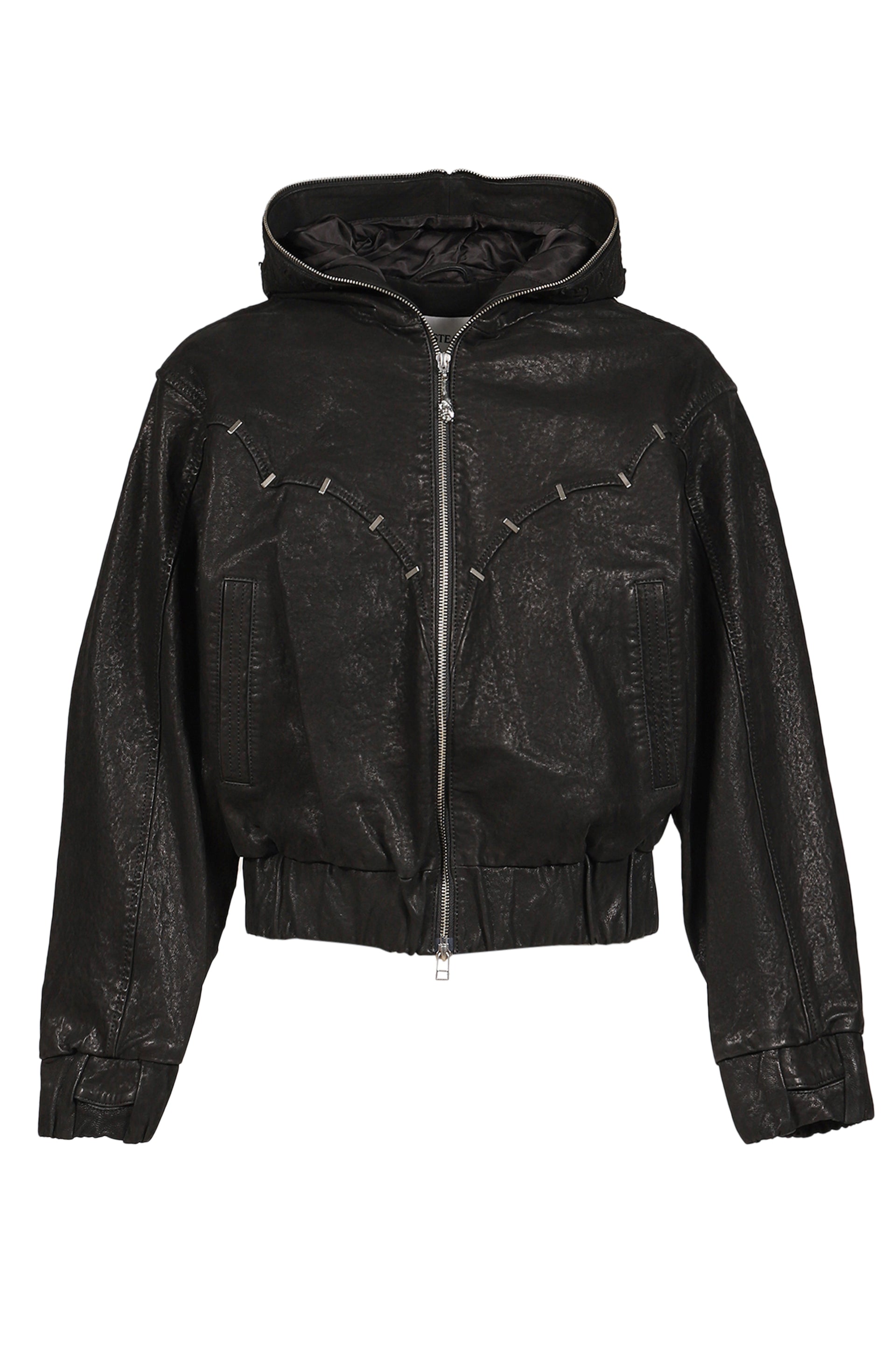 ×JIAN YE NYX HOODED LEATHER JACKET / BLK