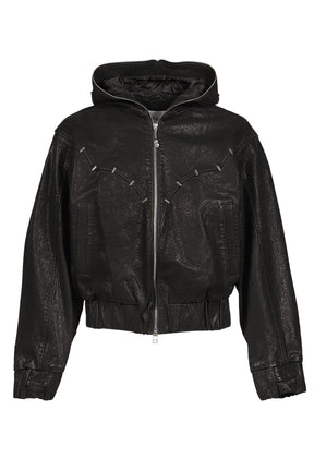 ×JIAN YE NYX HOODED LEATHER JACKET / BLK