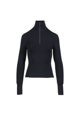 ZIPPED MOCKNECK SWEATER / NVY