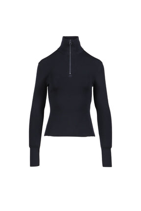 ZIPPED MOCKNECK SWEATER / NVY