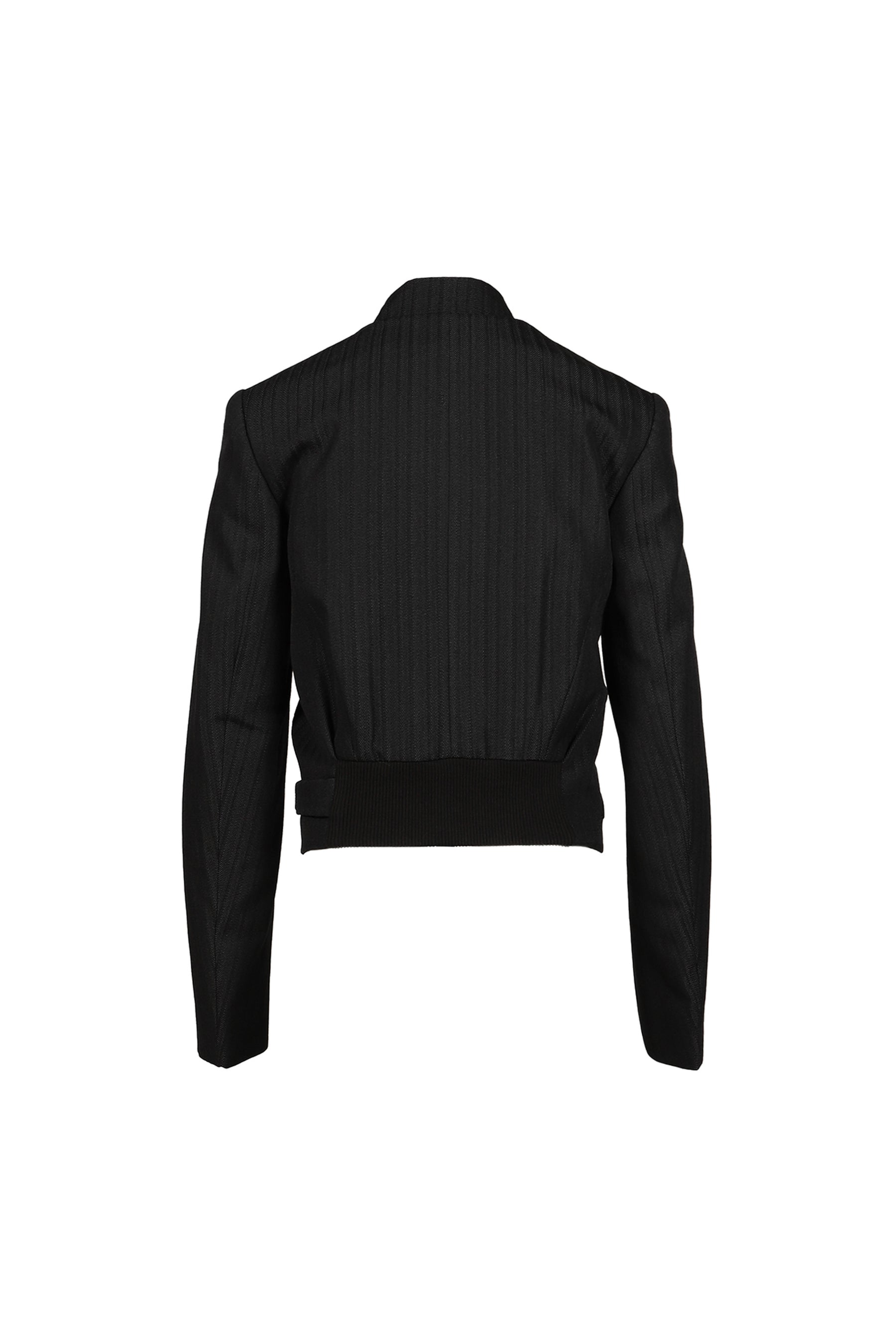 STRIPE DOUBLE-BREASTED BLAZER / BLK