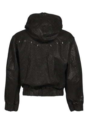 ×JIAN YE NYX HOODED LEATHER JACKET / BLK