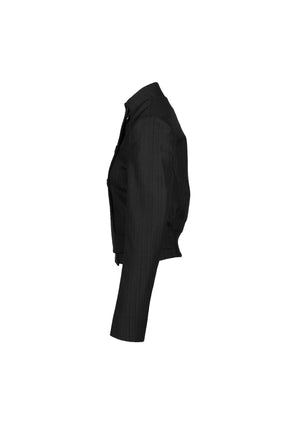 STRIPE DOUBLE-BREASTED BLAZER / BLK