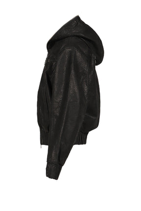 ×JIAN YE NYX HOODED LEATHER JACKET / BLK