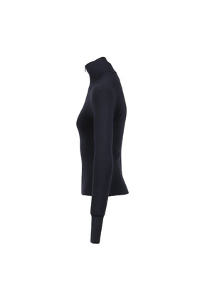 ZIPPED MOCKNECK SWEATER / NVY