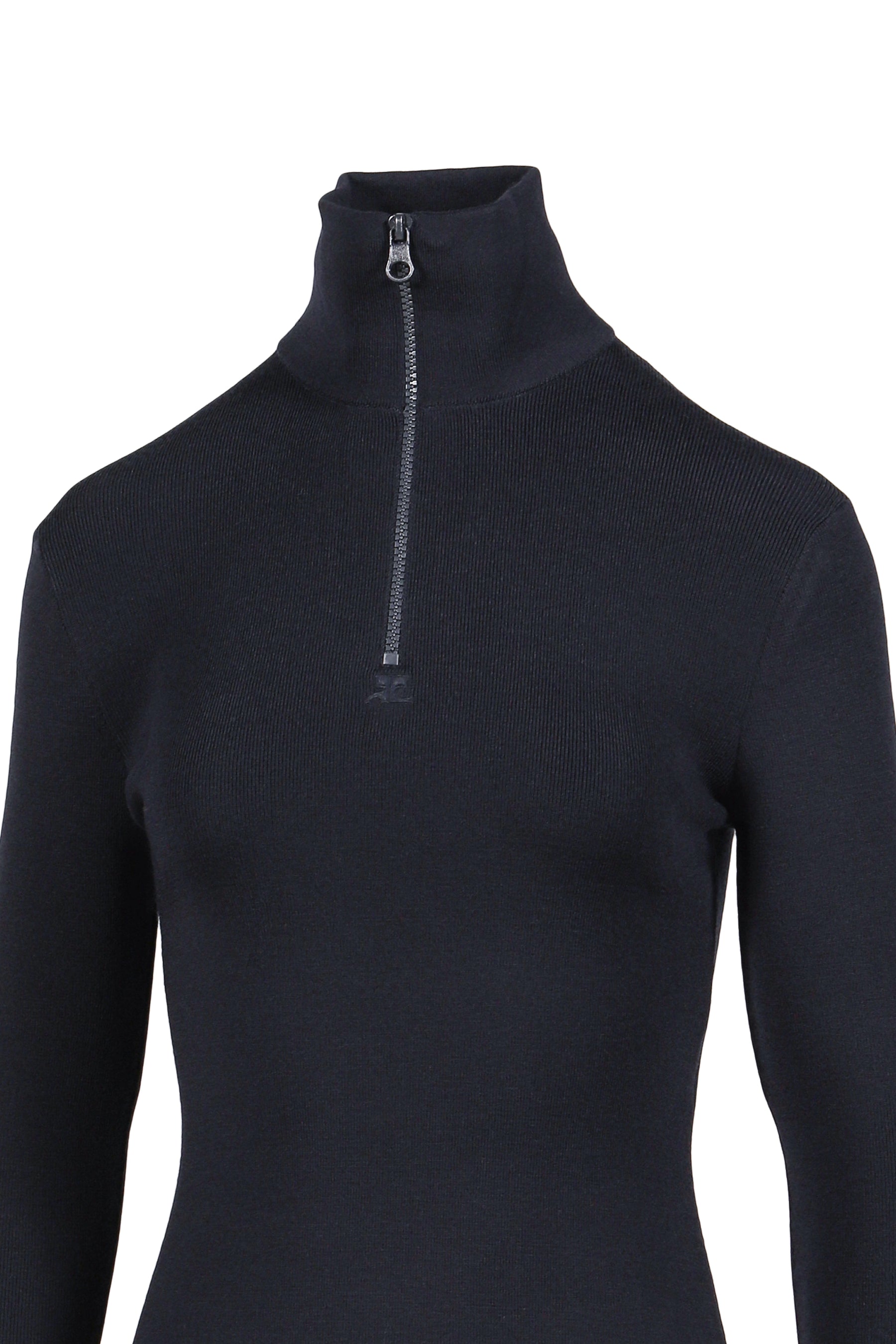 ZIPPED MOCKNECK SWEATER / NVY