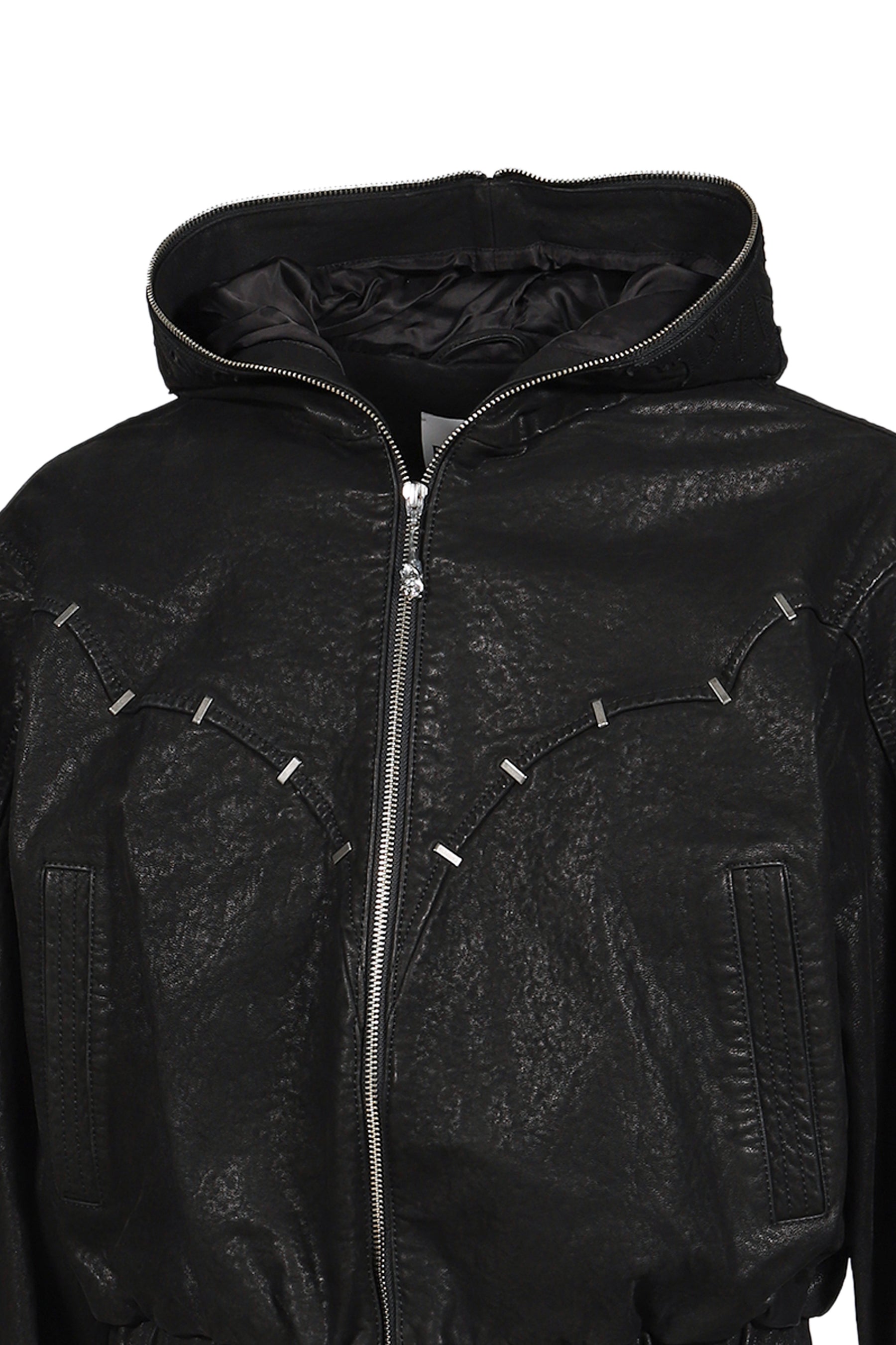 ×JIAN YE NYX HOODED LEATHER JACKET / BLK