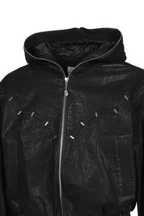 ×JIAN YE NYX HOODED LEATHER JACKET / BLK