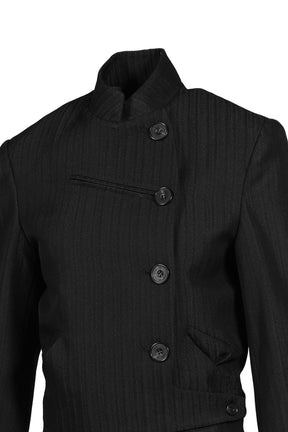 STRIPE DOUBLE-BREASTED BLAZER / BLK