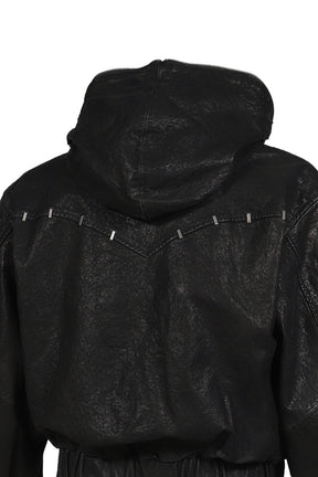 ×JIAN YE NYX HOODED LEATHER JACKET / BLK