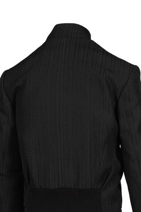 STRIPE DOUBLE-BREASTED BLAZER / BLK