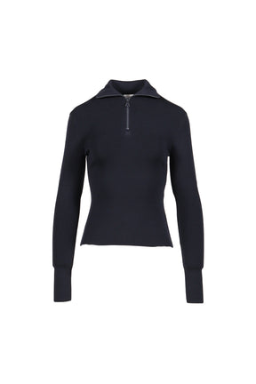 ZIPPED MOCKNECK SWEATER / NVY