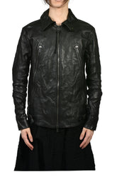 HORSE LEATHER DETACHABLE JACKET / BLK