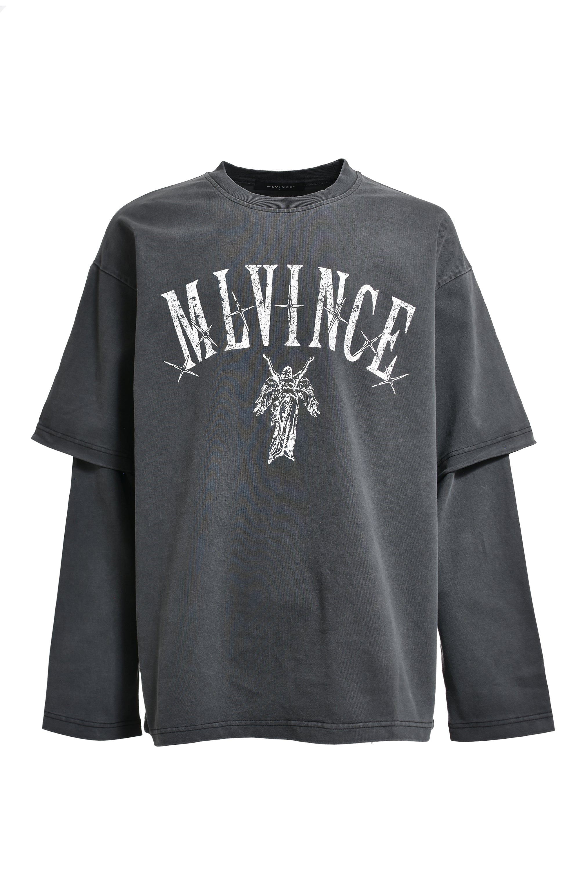SEVEN STARS LAYERED L/S TEE / WASHED BLK